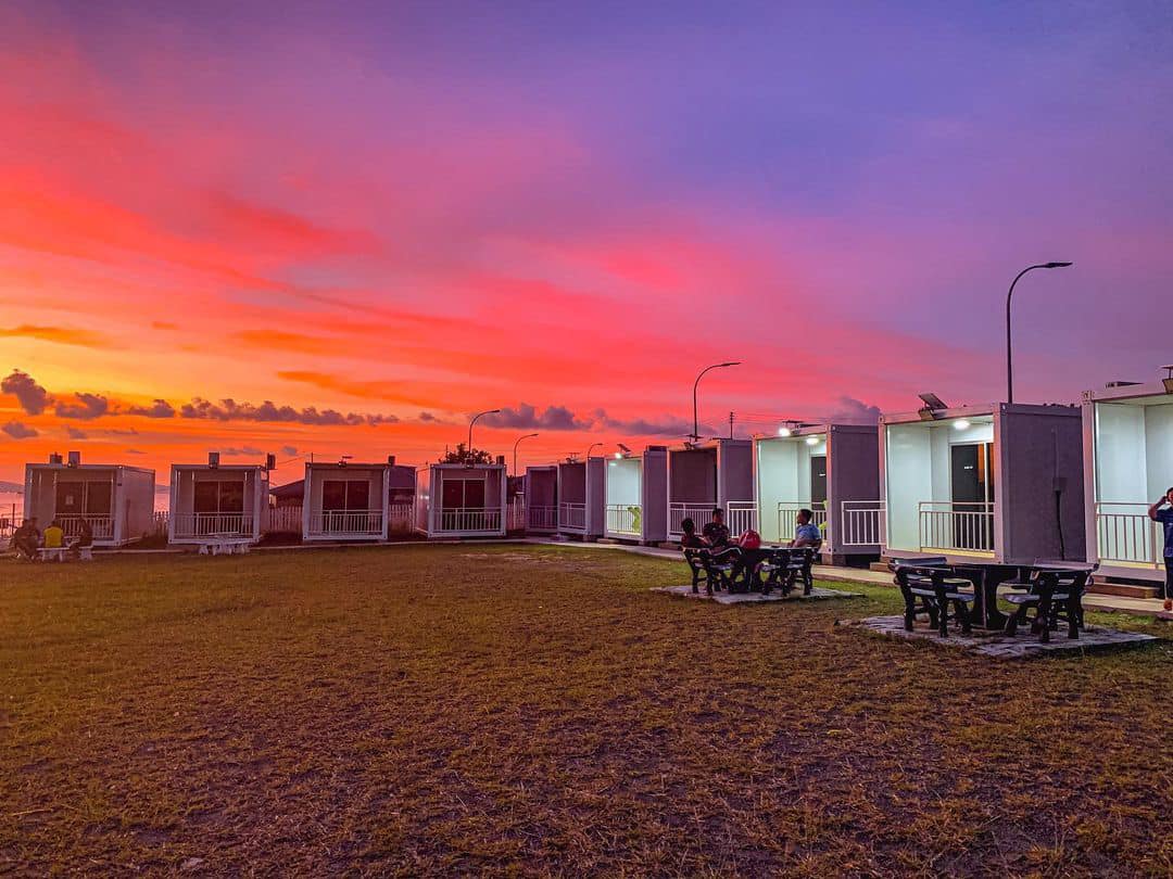 Resort hotel in Malaysia under the sunset